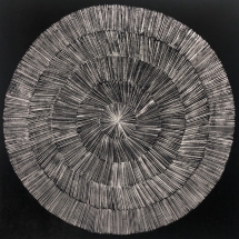 14 Miguel Osuna, FELINE DEPARTURE oil on velvet 100 cm x 100 cm 2018
